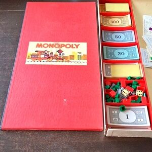 Vintage1957 Monopoly Parker Brothers Yellow Box Edition Train Plastic Money Tray